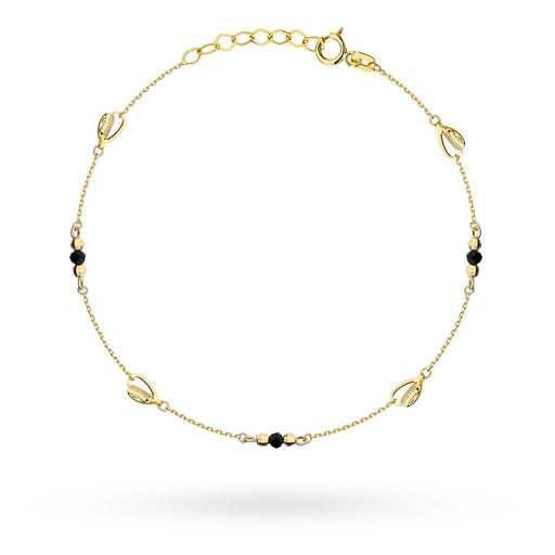 Brățară aurie cu pietre negre și mărgele de petrecere