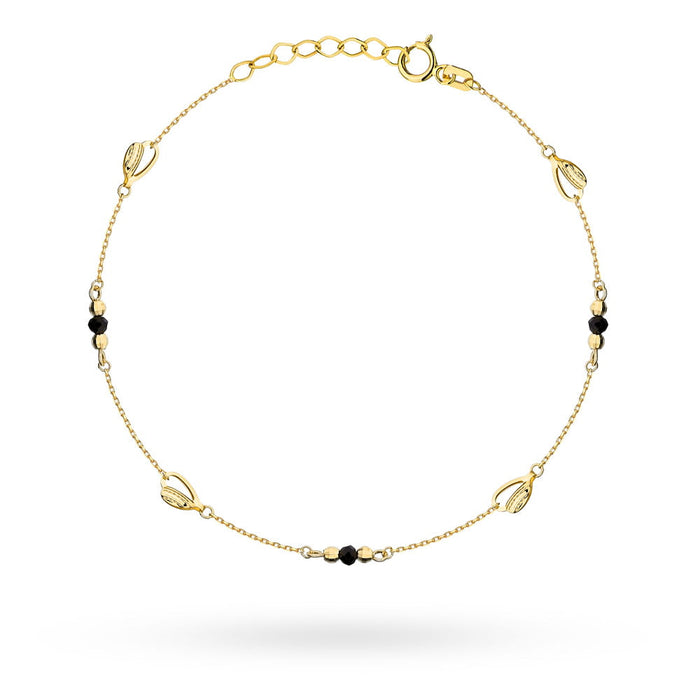Brățară aurie cu pietre negre și mărgele de petrecere