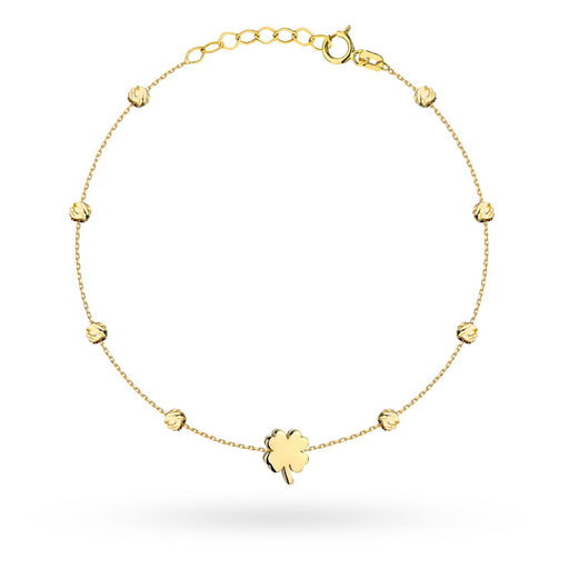 Brățară Trifoi cu Mărgele Delicate din Aur 14K