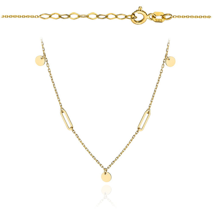 Colier cu Banuti si Placute- Aur 14k