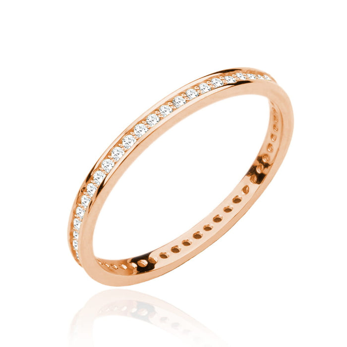 Inel Aur Roz 14k cu Zirconii Albe