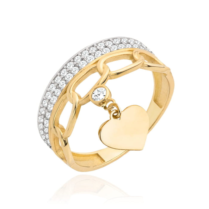 Inel Aur 14k cu Zirconii si Inima