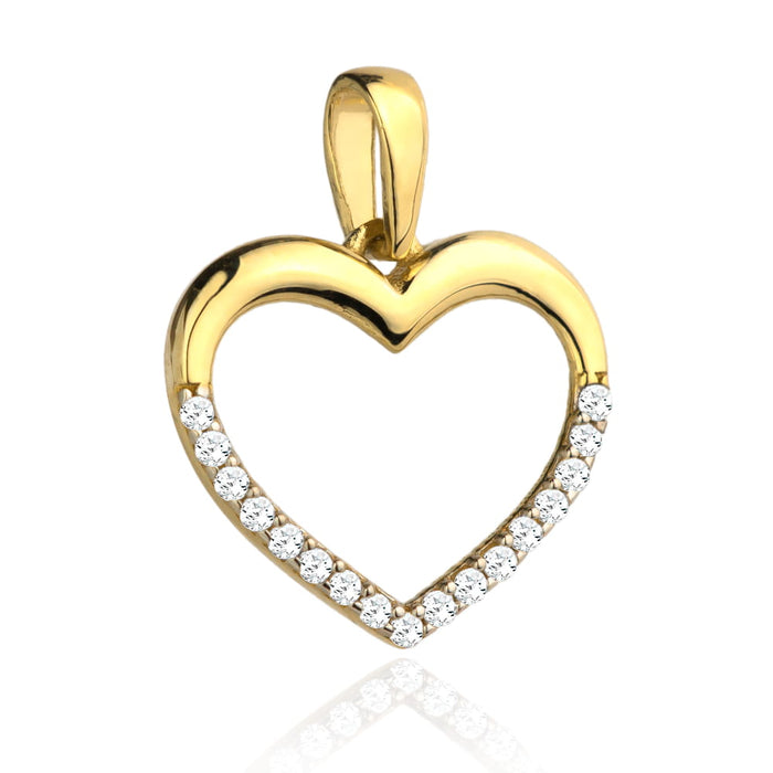 Pandantiv Aur 14k cu Inima si Zirconii Albe