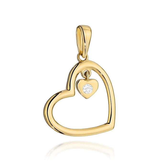 Pandantiv din aur cu inimă cu pandantiv inimă cu zirconiu