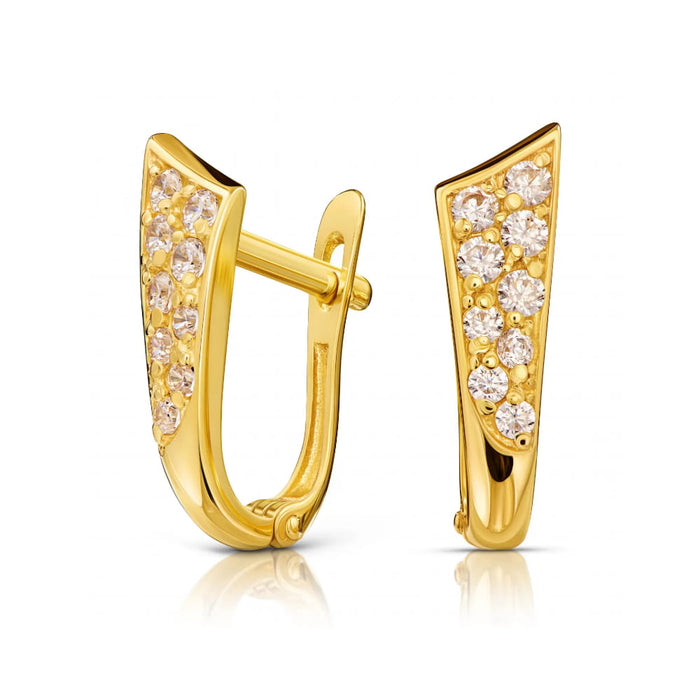 Cercei Aur 8K Trunchi cu Zirconiu – Eleganță Geometrică