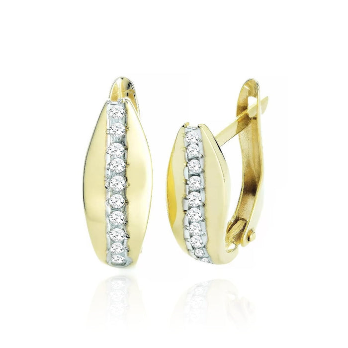 Cercei Aur 8K Formă de Lacrimă cu Zirconii | Eleganță Atemporală