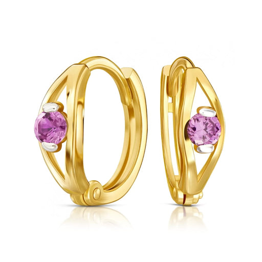 Cercei Rotunzi din Aur 8K cu Zirconiu Violet