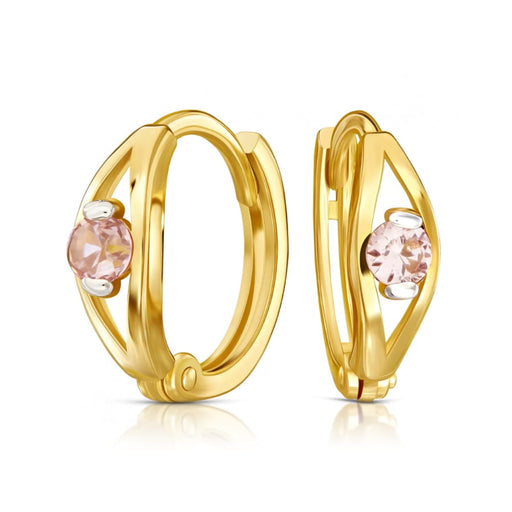 Cercei Rotunzi din Aur Roz 8K cu Zirconiu