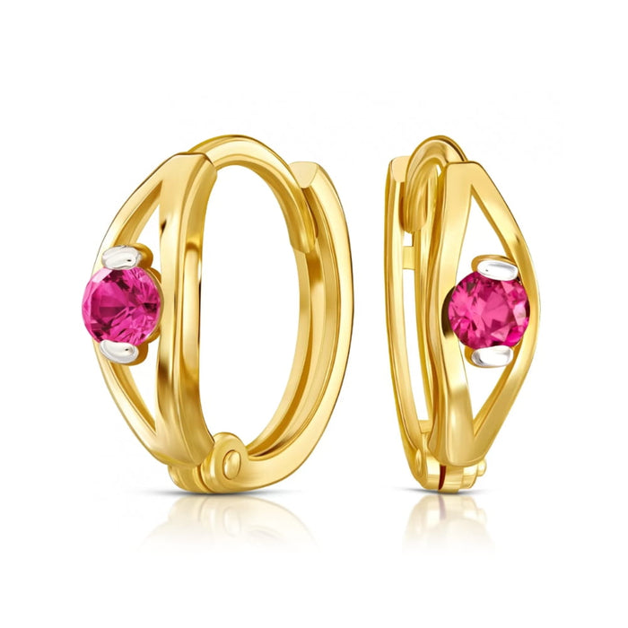 Cercei Rotunzi din Aur 8K cu Zirconiu Violet