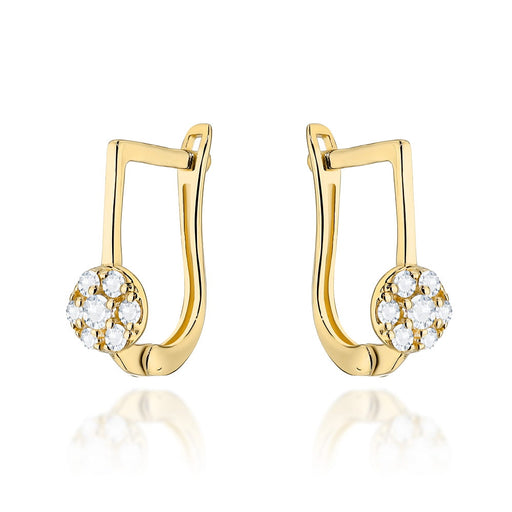 Cercei cerc de aur împânziți cu zirconii cubici cu închizătoare englezească