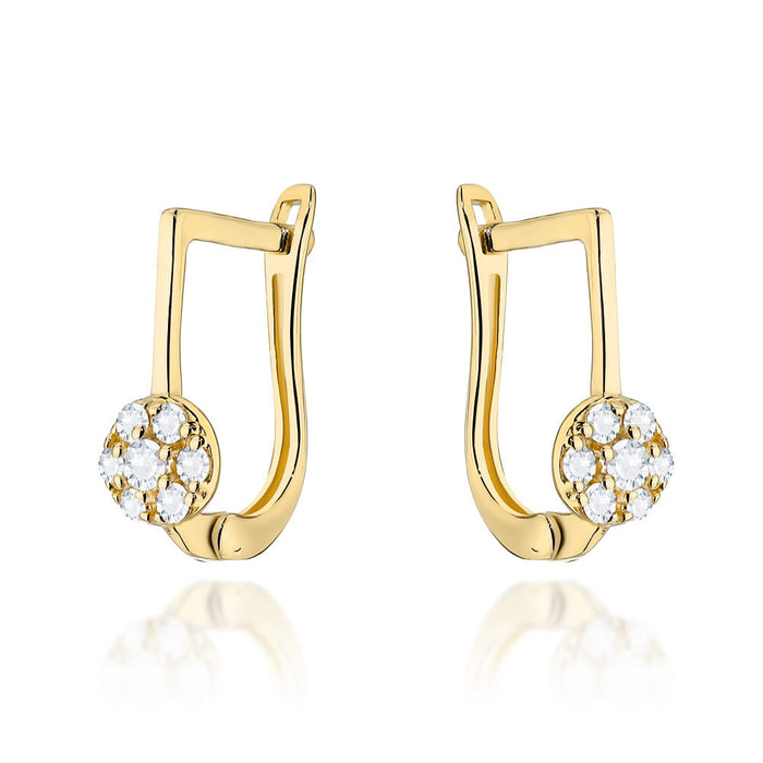 Cercei cerc de aur împânziți cu zirconii cubici cu închizătoare englezească