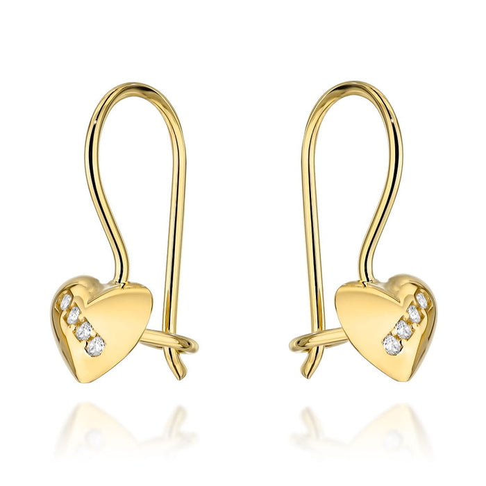 Cercei Inimioara din Aur 14k cu Zirconi - Inchizatoare englezeasca
