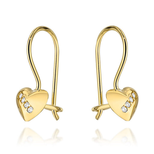Cercei Inimioara din Aur 14k cu Zirconi - Inchizatoare englezeasca