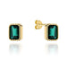 Cercei Dreptunghi cu Cuart Verde- Aur 14k