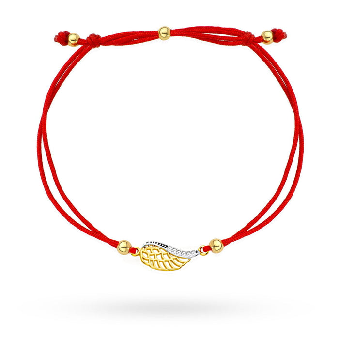 Bratara Aripa cu Zirconi pe Snur Rosu - Aur 14k