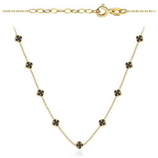 Colier din Aur 14k cu Trifoi Negru - 41cm+3cm