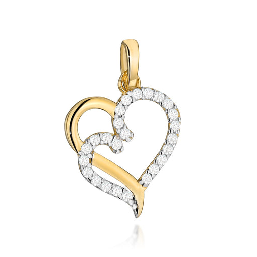 Pandantiv din aur cu inimioare împletite cu zirconi