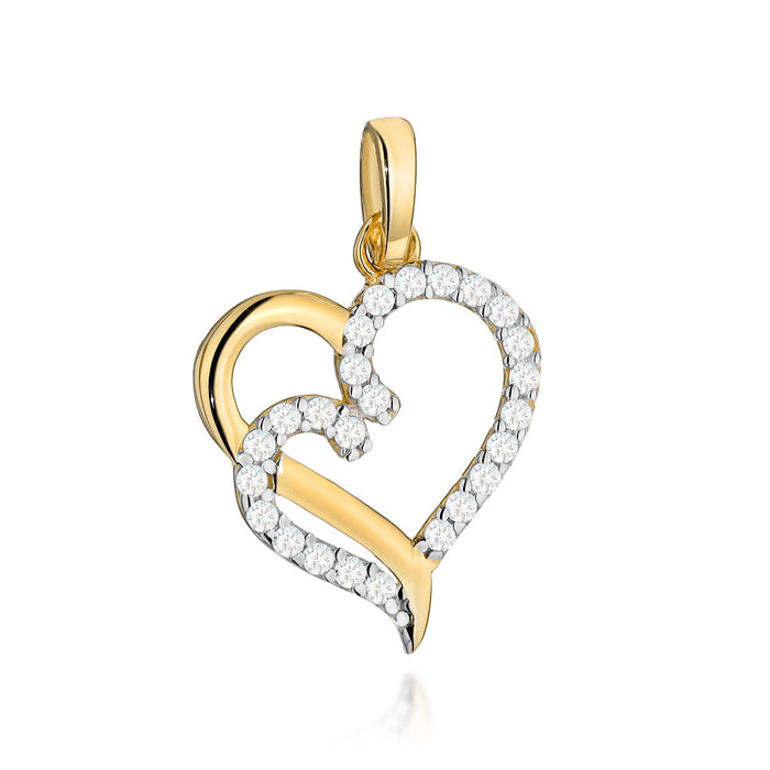 Pandantiv din aur cu inimioare împletite cu zirconi