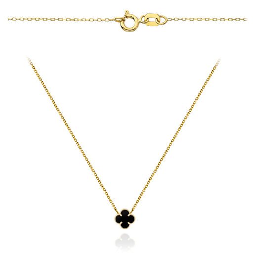 Colier din Aur1 4k  cu Trifoi Negru, 45 cm