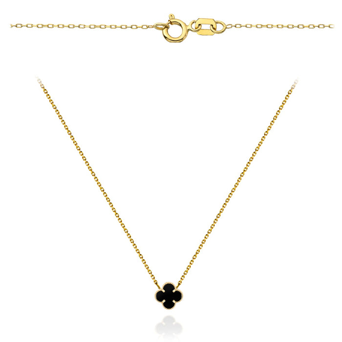 Colier din Aur1 4k  cu Trifoi Negru, 45 cm
