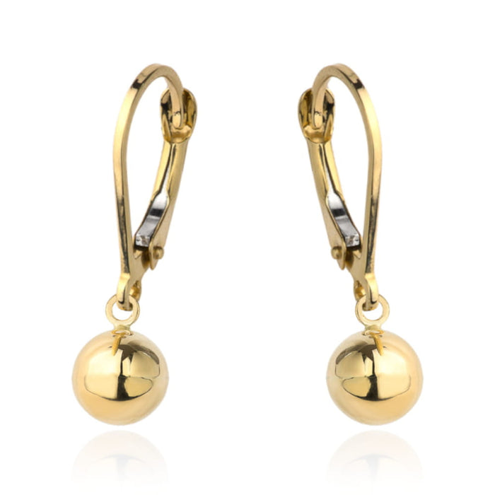 Cercei din aur cu bilă simplă cu închidere englezească