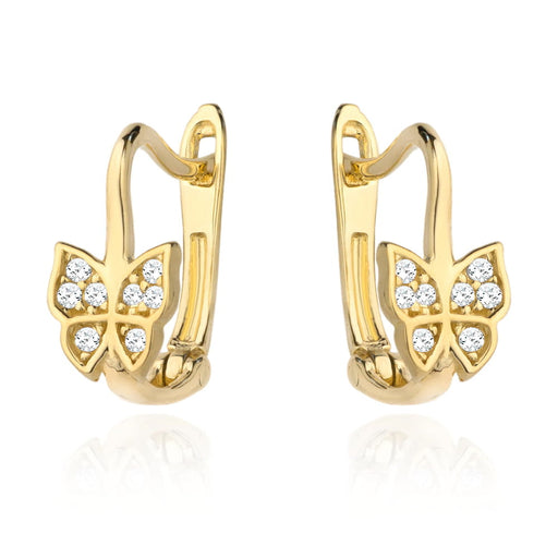 Cercei Fluture cu Inchizatoare englezeasca din Aur 14k cu Zirconi