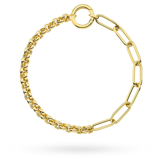 Brățară din aur 14k cu țesătură rolo cu zale și inel