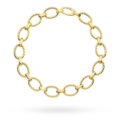 Bratara de aur 14k cu ovale decorate impletite