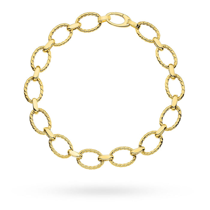 Bratara de aur 14k cu ovale decorate impletite