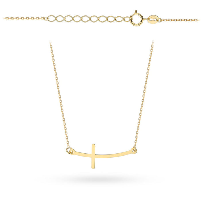 Colier de aur 14k cu cruce rotunjită