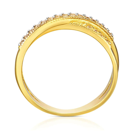 Inel Împletit din Aur 8K cu Pietre Prețioase