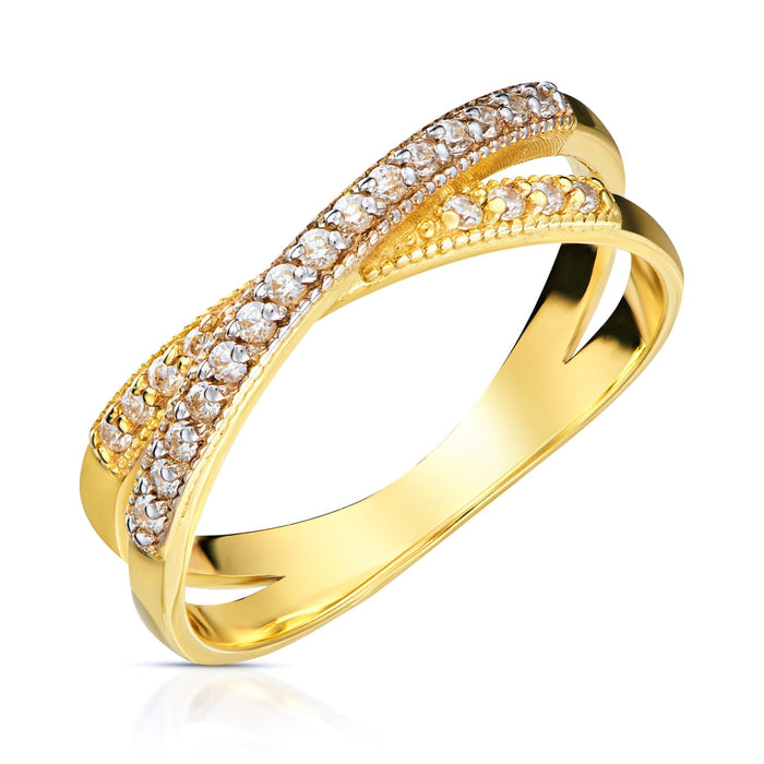 Inel Împletit din Aur 8K cu Pietre Prețioase