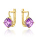 Cercei Aur Galben 14K Cu Ametist Natural Pătrat - Colecția "Colorful Stone"