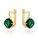 Cercei Aur 14K Piatră Verde de Cuarț - Design Pătrat