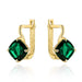 Cercei Aur 14K Piatră Verde de Cuarț - Design Pătrat