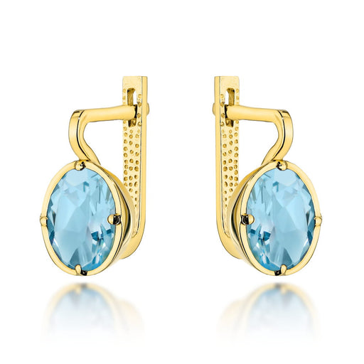 Cercei Din Aur Cu Topaz Oval, Colecția "Colorful Stone", Sistem Englezesc