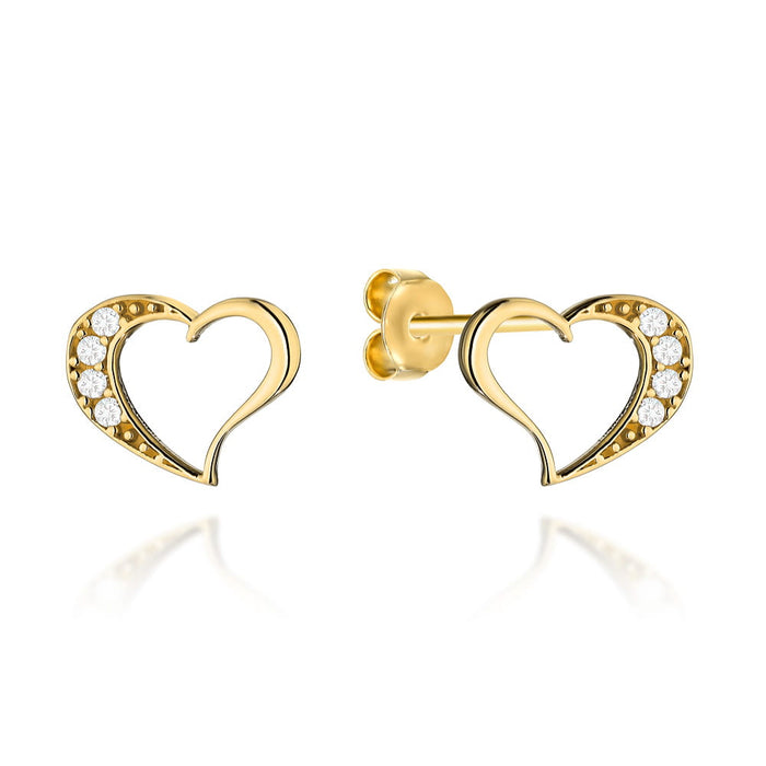 Cercei Aur 14K Inimioare Cu Zirconiu