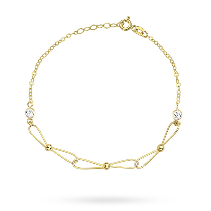 Bratara Lant cu Zale si Cristale- Aur 14k