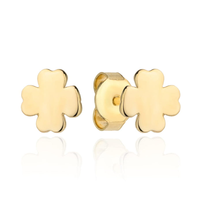 Cercei de aur cu patru foi de trifoi 8mm