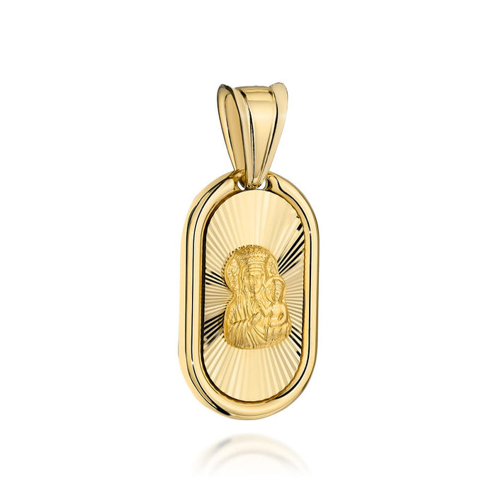 Medalion Maica Domnului în Oval Diamantat cu Ramă Netedă