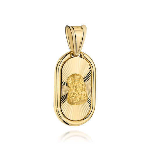 Medalion Maica Domnului în Oval Diamantat cu Ramă Netedă