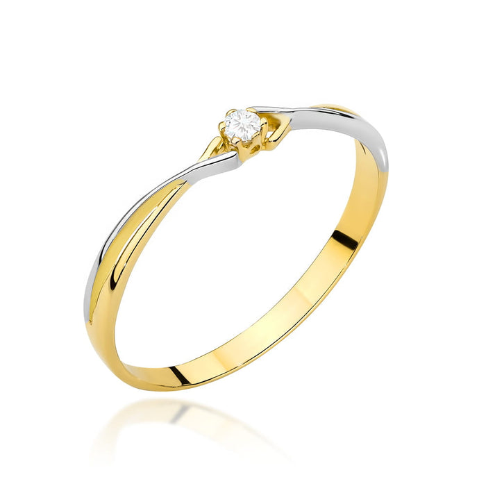 Inel Clasic Din Aur 14K În Două Culori Cu Zirconiu