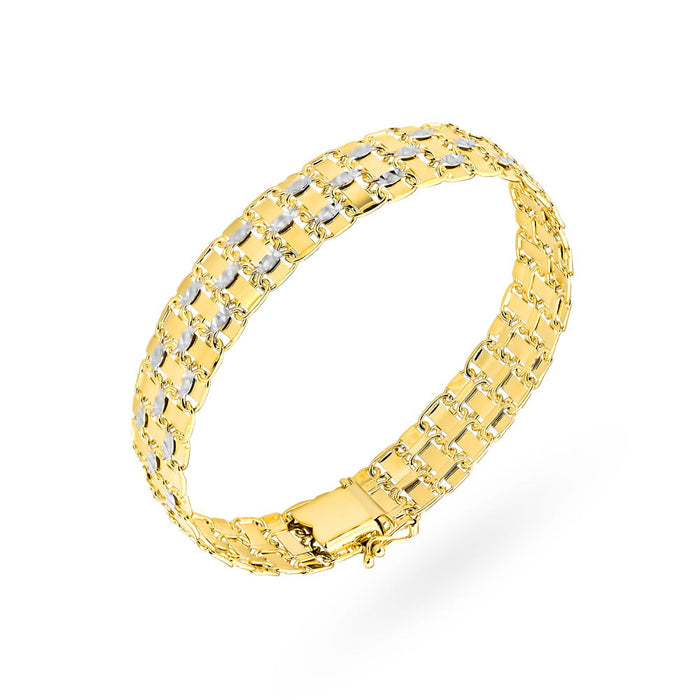 Brățară Lată din Aur, Colecția "Piatto", în Două Culori de Aur