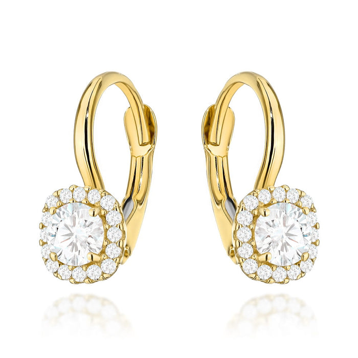 Cercei de aur cu piatra patrata si zirconi