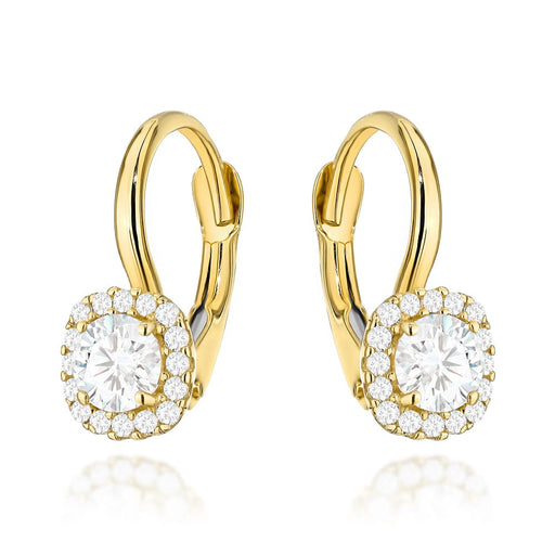 Cercei de aur cu piatra patrata si zirconi