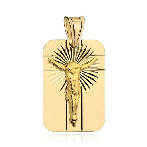 Medalion Aur 14K Galben Dreptunghiular Fațetat cu Iisus