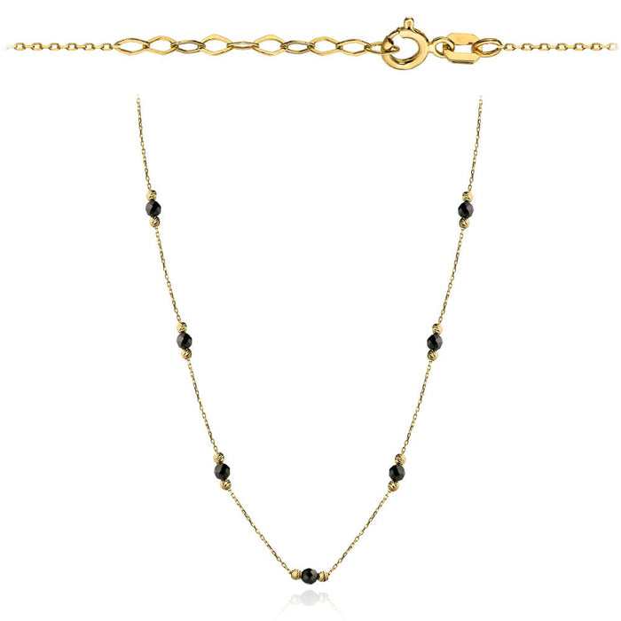 Colier cu Margelute Negre si Bilute- Aur 14k