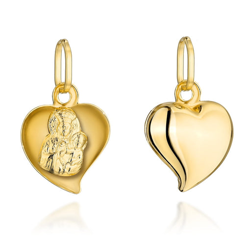 Medalion de aur al Maicii Domnului într-o inimă