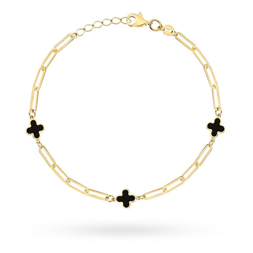 Brățară din Aur cu Zale Lungi și Trifoi Negru