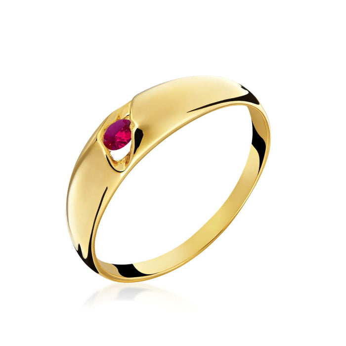 Inel Aur 8K cu Piatră Roșie - Eleganță și Cadou Perfect